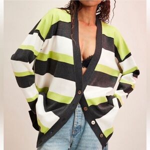 NWOT Free People A League of Her Own cardigan stripe sweater